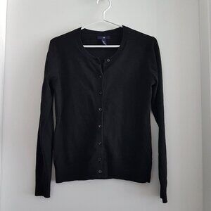 2/$20🛍Gap Crewneck Button Cardigan Black Lightweight Knit Size M
